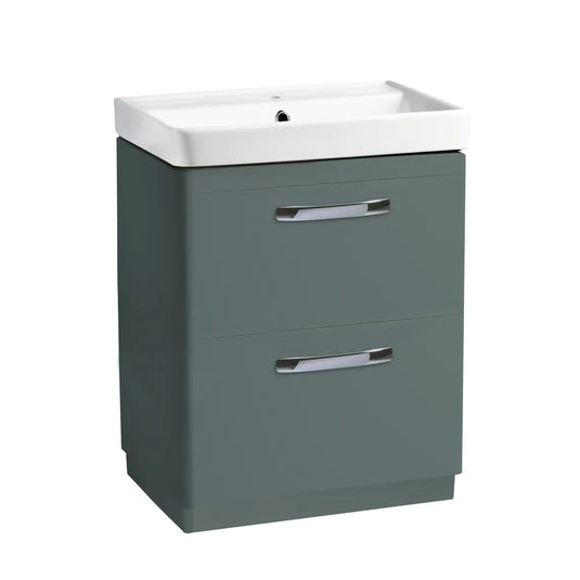 Tavistock Compass 600 Double Drawer Vanity Unit Matt Viridian Green | CM600FDVRG - Envy Bathrooms Ltd