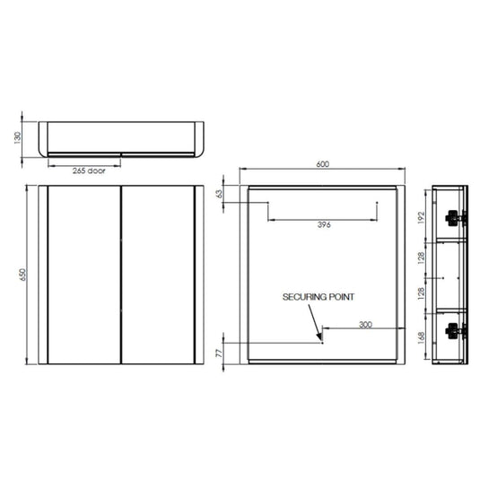 Tavistock Compass 600mm Double Door Mirrored Bathroom Cabinet - White - CMCAB60W - Envy Bathrooms Ltd