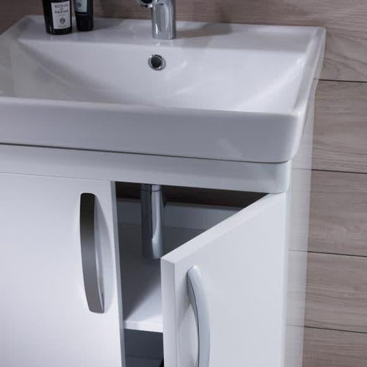 Tavistock Compass 600mm Floorstanding 2 Door Vanity Unit & Basin in Gloss White - Envy Bathrooms Ltd