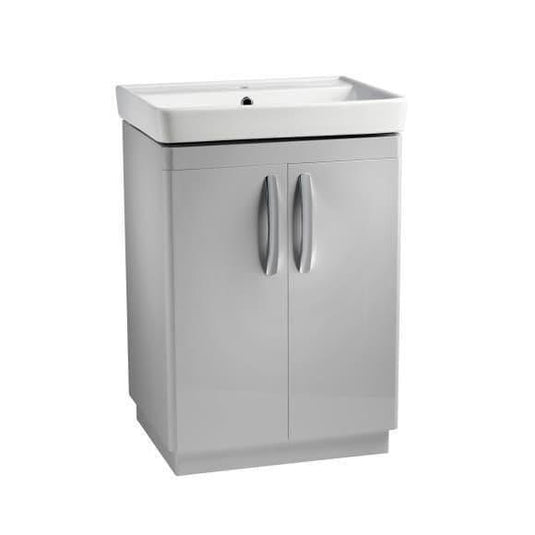 Tavistock Compass 600mm Floorstanding 2 Door Vanity Unit - Gloss Light Grey - CM600FG - Envy Bathrooms Ltd