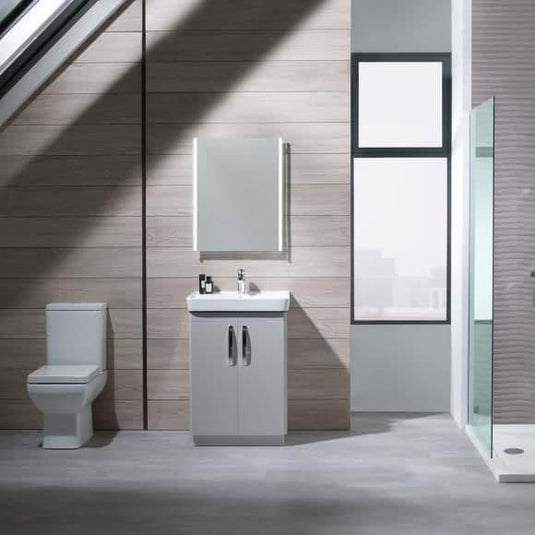 Tavistock Compass 600mm Floorstanding 2 Door Vanity Unit - Gloss Light Grey - CM600FG - Envy Bathrooms Ltd