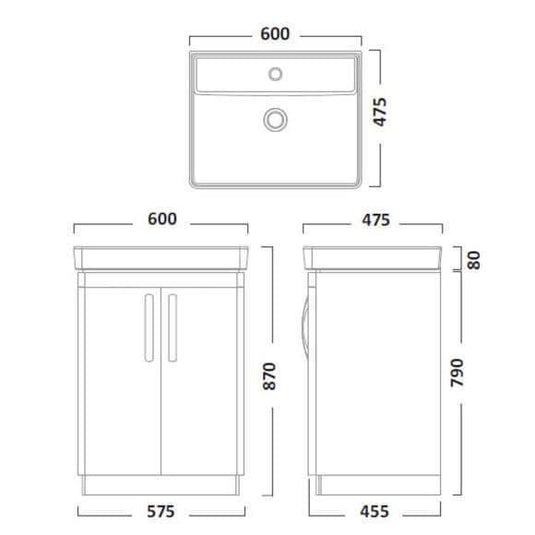 Tavistock Compass 600mm Floorstanding 2 Door Vanity Unit - Gloss Light Grey - CM600FG - Envy Bathrooms Ltd