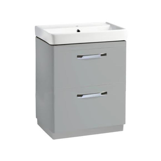 Tavistock Compass 600mm Floorstanding Double Drawer Vanity Unit - Gloss Light Grey - CM600FDG - Envy Bathrooms Ltd