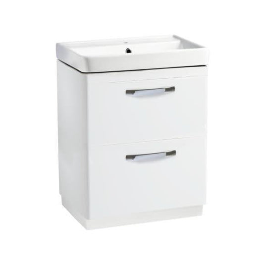 Tavistock Compass 600mm Floorstanding Double Drawer Vanity Unit - Gloss White - CM600FDW - Envy Bathrooms Ltd