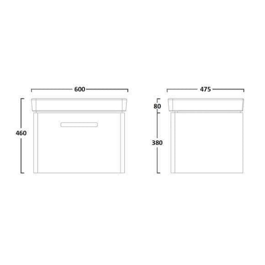 Tavistock Compass 600mm Wall Hung Single Draw Vanity Unit - Gloss Light Grey - CM600WG - Envy Bathrooms Ltd