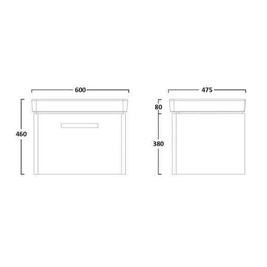 Tavistock Compass 600mm Wall Hung Single Draw Vanity Unit - Gloss Light Grey - CM600WG - Envy Bathrooms Ltd