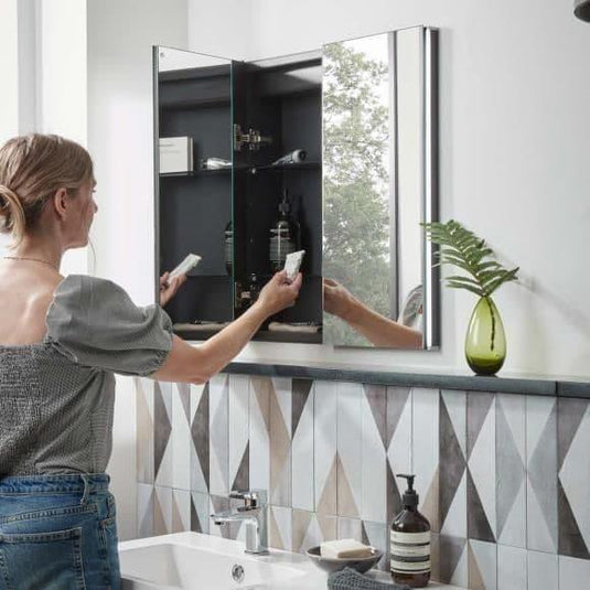 Tavistock Facade 1000 Recess Mirror Cabinet with Demister & Integrated Power Socket - Chrome - Envy Bathrooms Ltd