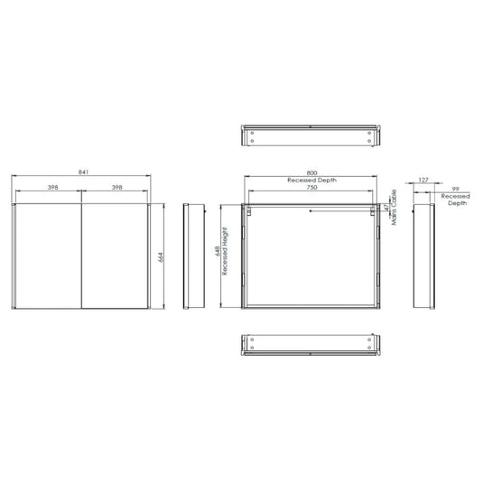 Tavistock Facade 800 x 650mm Double Door Recess Cabinet - Envy Bathrooms Ltd