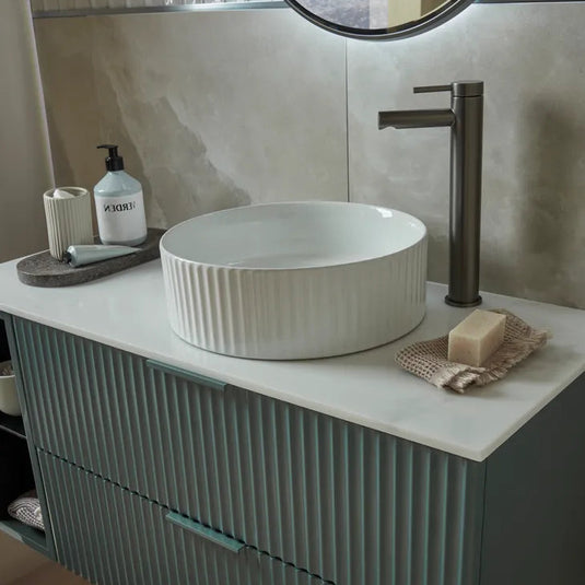 Tavistock Fluted Countertop Basin White | DC12054 - Envy Bathrooms Ltd