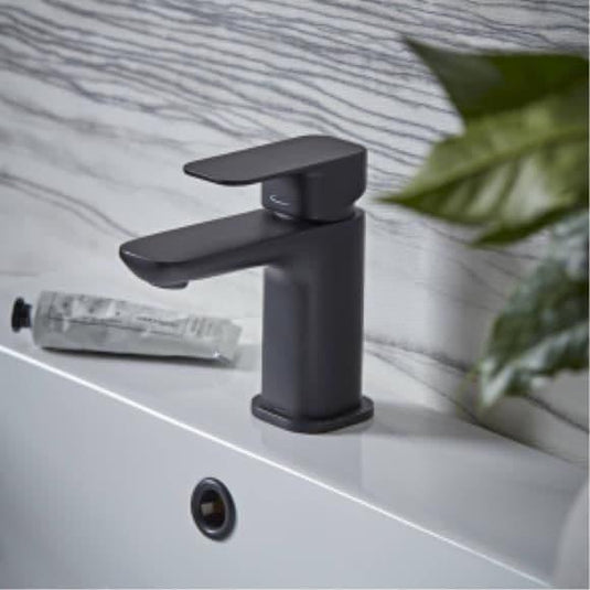 Tavistock Haze Basin Mixer Tap with Click Waste - Matt Black - THZ1103 - Envy Bathrooms Ltd