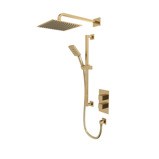 Tavistock Index Concealed Dual Function Shower System with Riser Kit & Overhead Shower Brushed Brass - Envy Bathrooms Ltd