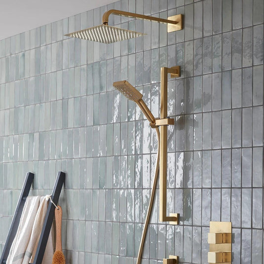 Tavistock Index Concealed Dual Function Shower System with Riser Kit & Overhead Shower Brushed Brass - Envy Bathrooms Ltd