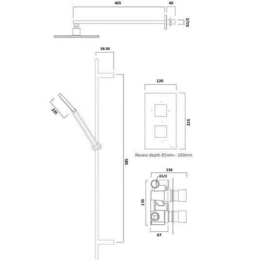 Tavistock Index Concealed Dual Function Shower System with Riser Kit & Overhead Shower -Chrome - Envy Bathrooms Ltd