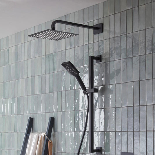 Tavistock Index Concealed Dual Function Shower System with Riser Kit & Overhead Shower Matt Black - Envy Bathrooms Ltd