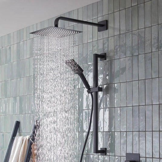 Tavistock Index Concealed Dual Function Shower System with Riser Kit & Overhead Shower - Matt Black - SND1611 - Envy Bathrooms Ltd