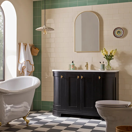 Tavistock Lansdown 1200 Curved Underslung Unit Matt Black | LAN1200C.BLK - Envy Bathrooms Ltd