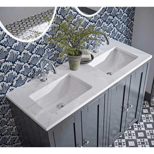 Tavistock Lansdown 1200mm Straight Double Basin Worktop & Upstand - Artic White - LANUSW12.AR - Envy Bathrooms Ltd