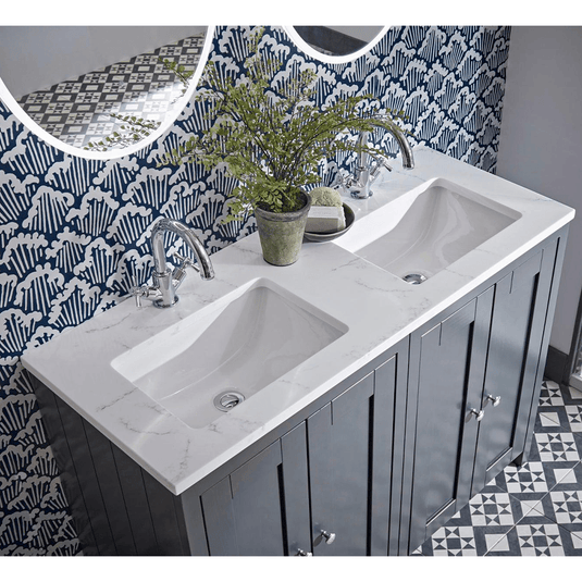 Tavistock Lansdown 1200mm Straight Double Basin Worktop & Upstand - Artic White - LANUSW12.AR - Envy Bathrooms Ltd