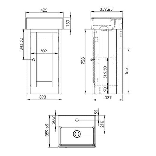 Tavistock Lansdown 420 Floorstanding Vanity Unit & Basin in Linen White - Envy Bathrooms Ltd