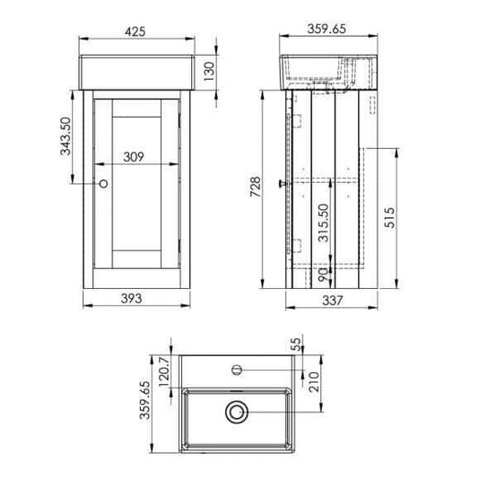 Tavistock Lansdown 420mm Floorstanding Vanity Unit & Basin - Mineral Blue - Envy Bathrooms Ltd