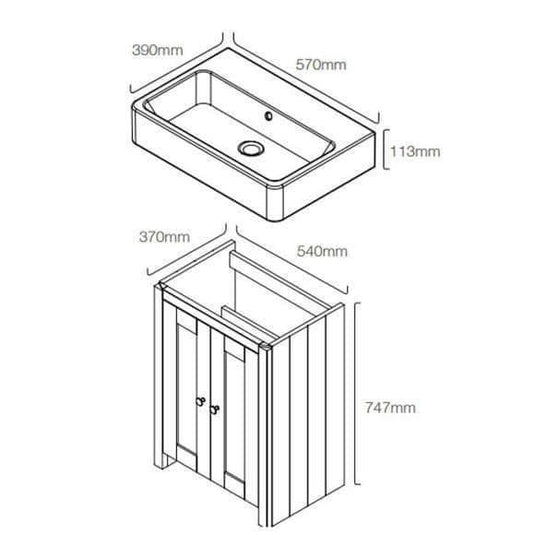 Tavistock Lansdown 575mm Floorstanding Vanity Unit - Linen White - LAN550B.LW - Envy Bathrooms Ltd