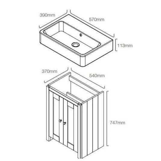 Tavistock Lansdown 575mm Floorstanding Vanity Unit - Mineral Blue - LAN550B.MB - Envy Bathrooms Ltd