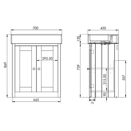Tavistock Lansdown 700mm Floorstanding Vanity Unit - Sherwood Green - LAN700B.SDG - Envy Bathrooms Ltd