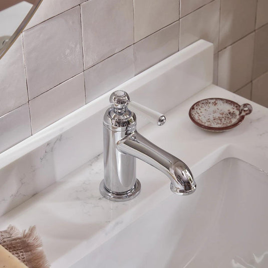 Tavistock Lansdown Basin Mono Mixer Tap with Click Waste - Chrome/White - TLD25 - Envy Bathrooms Ltd