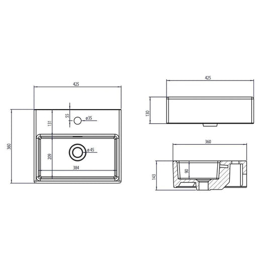 Tavistock Lansdown Cloakroom Basin - White - LAN420C - Envy Bathrooms Ltd