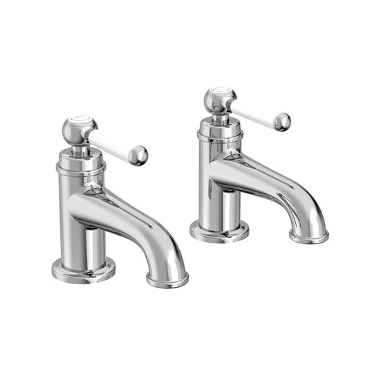 Tavistock Lansdown Pair of Basin Taps - Chrome/White - TLD70 - Envy Bathrooms Ltd
