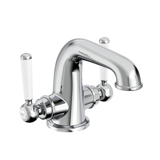 Tavistock Lansdown Twin Basin Mono Mixer Tap with Click Waste Chrome/White - Envy Bathrooms Ltd