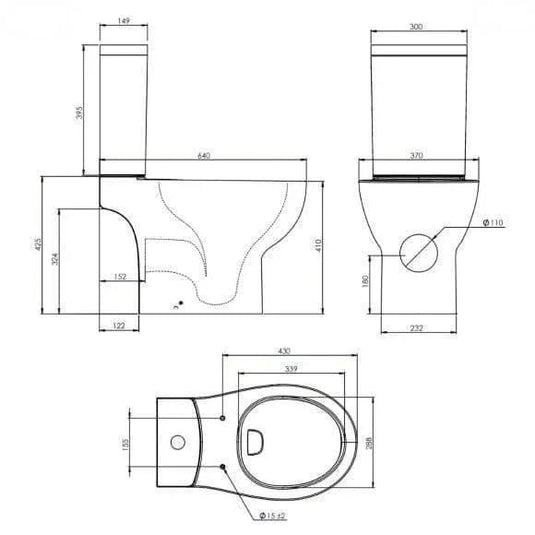 Tavistock Loft Close Coupled Open Back Rimless Pan - White - DC14033 - Envy Bathrooms Ltd