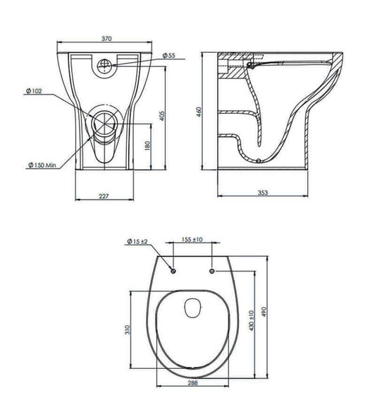 Tavistock Loft Comfort Height Back to Wall Rimless Pan - White - DC14027 - Envy Bathrooms Ltd