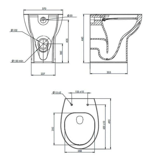 Tavistock Loft Comfort Height Back to Wall Rimless Pan - White - DC14027 - Envy Bathrooms Ltd