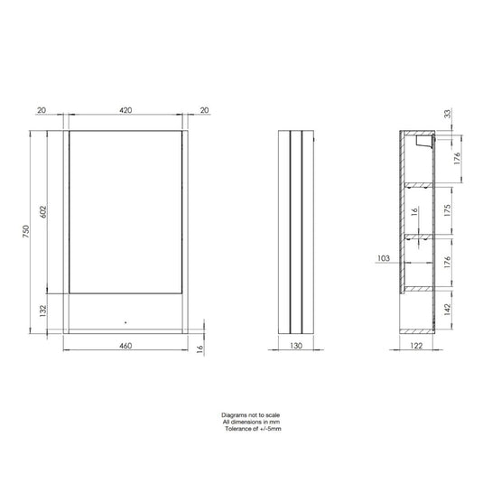 Tavistock Marston Wall Mirror Cabinet Matt Dark Grey 460mm - Envy Bathrooms Ltd