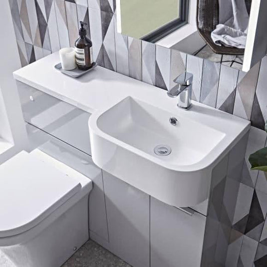 Tavistock Match 1000 Combination Unit & Basin in Gloss Light Grey (RH) - Envy Bathrooms Ltd