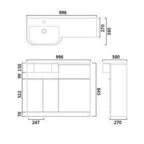 Tavistock Match 1000mm Combination Vanity Unit (LH) - Gloss Clay - MATLC - Envy Bathrooms Ltd