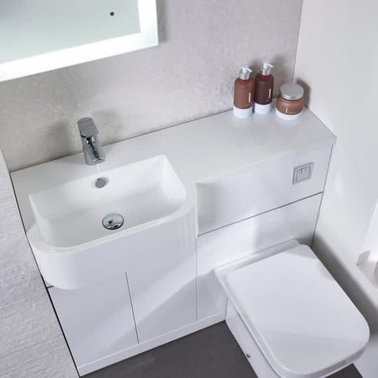 Tavistock Match 1000mm Combination Vanity Unit (LH) - Gloss White - MAT10L.W - Envy Bathrooms Ltd