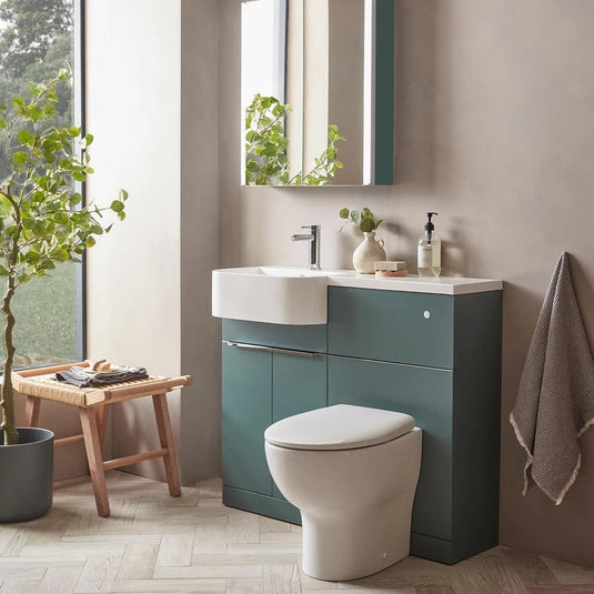 Tavistock Match 1000mm Combination Vanity Unit (LH) - Viridian Green - MATLVG - Envy Bathrooms Ltd