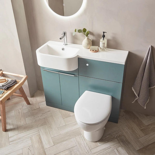 Tavistock Match 1000mm Combination Vanity Unit (LH) - Viridian Green - MATLVG - Envy Bathrooms Ltd