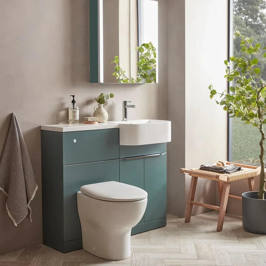 Tavistock Match 1000mm Combination Vanity Unit (RH) - Viridian Green - MAT10R.VRG - Envy Bathrooms Ltd