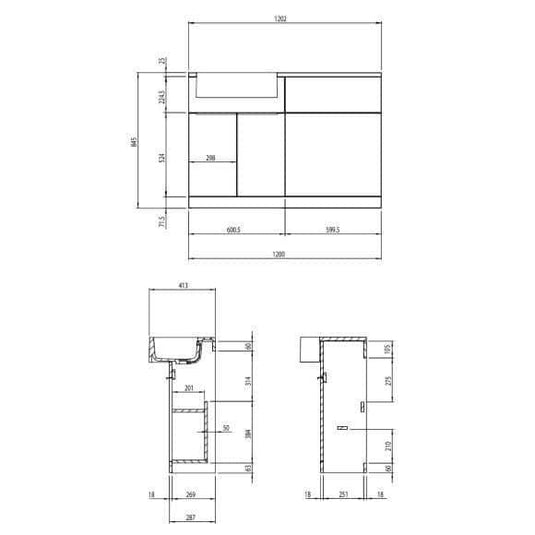 Tavistock Match 1200 Combination Unit & Basin in Gloss Clay (LH) - Envy Bathrooms Ltd