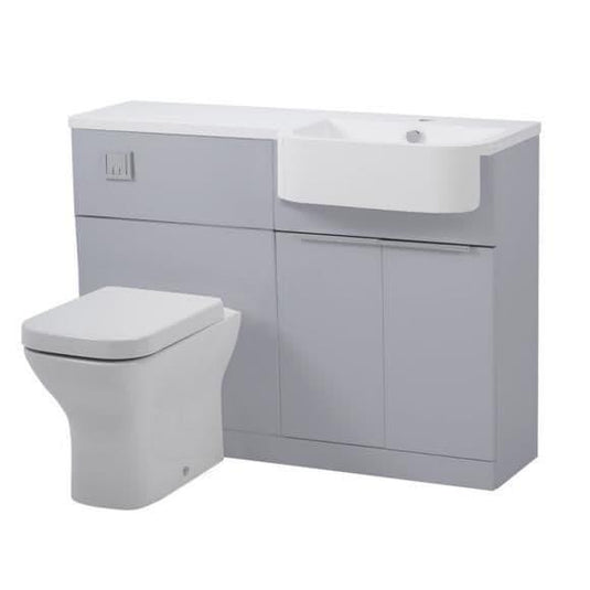 Tavistock Match 1200 Combination Unit & Basin in Gloss Light Grey (RH) - Envy Bathrooms Ltd