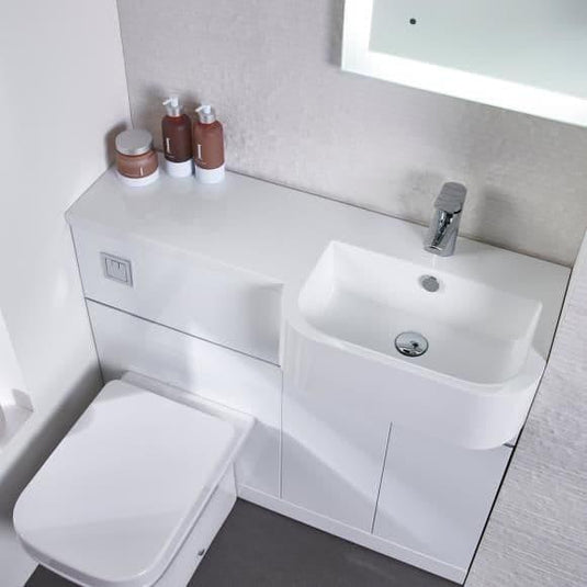 Tavistock Match 1200 Combination Unit & Basin in Gloss White (RH) - Envy Bathrooms Ltd