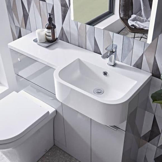Tavistock Match 1200 Combination Unit & Basin in Gloss Light Grey (RH) - Envy Bathrooms Ltd