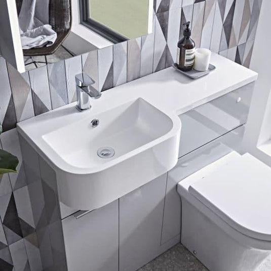 Tavistock Match 1200mm Combination Vanity Unit (LH) - Gloss Light Grey - MAT12L.G - Envy Bathrooms Ltd