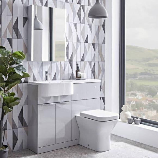 Tavistock Match 1200mm Combination Vanity Unit (LH) - Gloss Light Grey - MAT12L.G - Envy Bathrooms Ltd