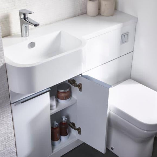 Tavistock Match 1200mm Combination Vanity Unit (LH) - Gloss White - MAT12L.W - Envy Bathrooms Ltd