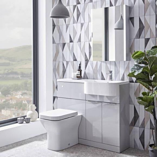 Tavistock Match 1200mm Combination Vanity Unit (RH) - Gloss Light Grey - MAT12R.G - Envy Bathrooms Ltd