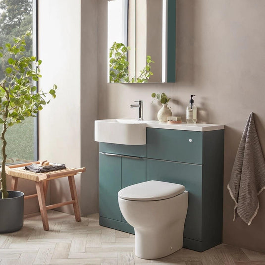 Tavistock Match Combination Unit & Basin Viridian Green 1200mm LH - Envy Bathrooms Ltd